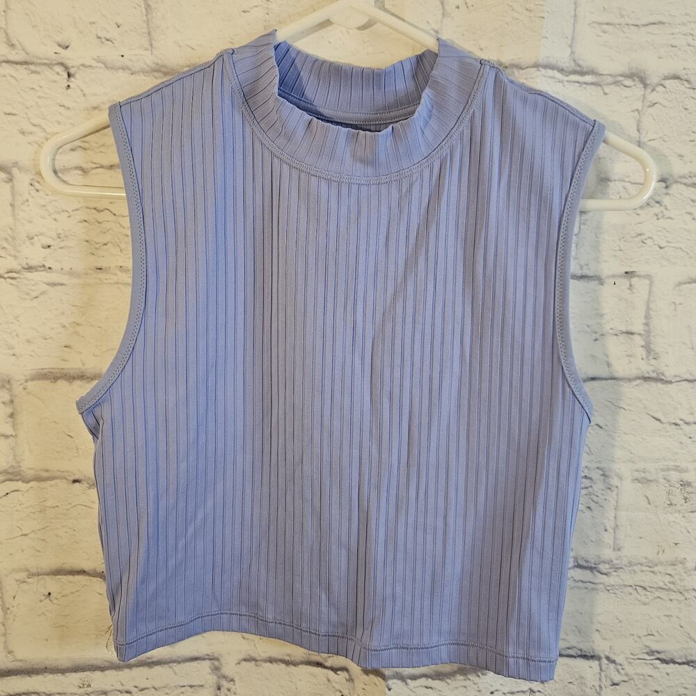 Athleta Ribbed Crop Tank Top Blue Size S Small